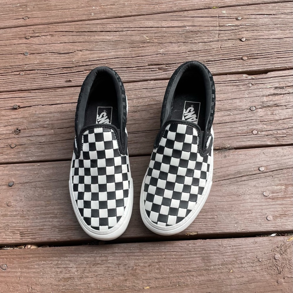 Womens Slide On Checkerboard Platform Vans